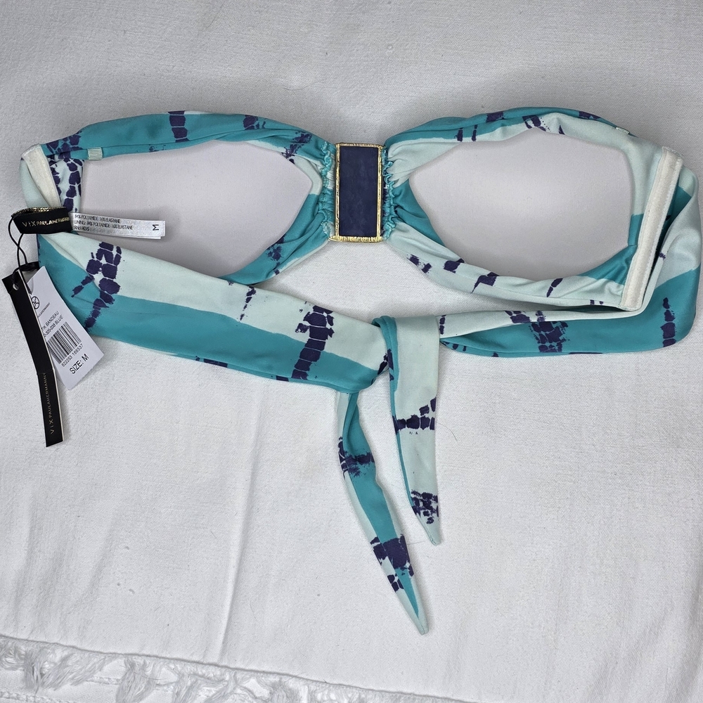 ViX Paula Hermanny Batik Bandeau Bikini Top - Blue Teal - Size M - NWT - Picture 11 of 11